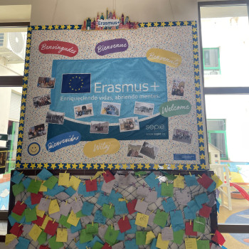 Erasmus + Plakat mit Post-Its